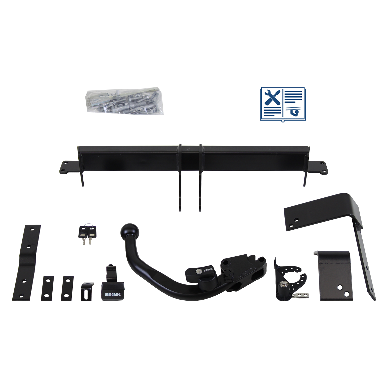 Brink Anhängerkupplung abnehmbar Kugelstange von schräg unten gesteckt - FIAT 500