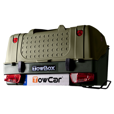 Transportbox für Anhängerkupplung TowBox V1 grün - Montage auf  Anhängerkupplung einfaches Aufsetzen durch Schnellspannsystem 50 kg  Zuladung bei Rameder